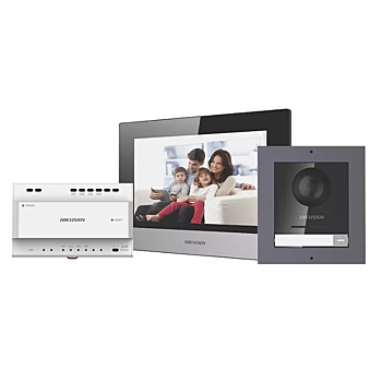 HikVision 2 draads-video-intercomkit voor villa of huis, &eacute;&eacute;n belknop